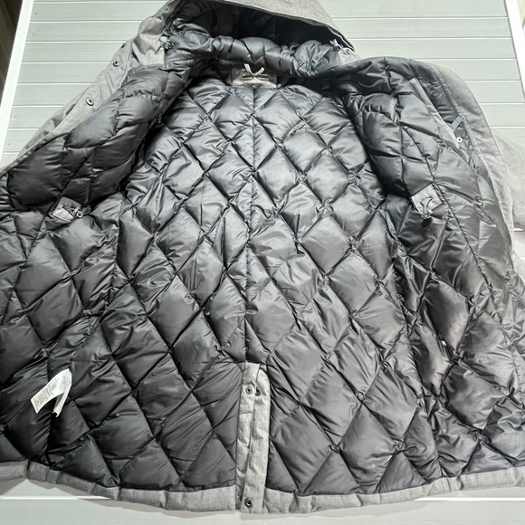 Eddie Bauer WeatherEdge Gray Herringbone Down Parka Hooded Winter Coat Womens L - Picture 13 of 13